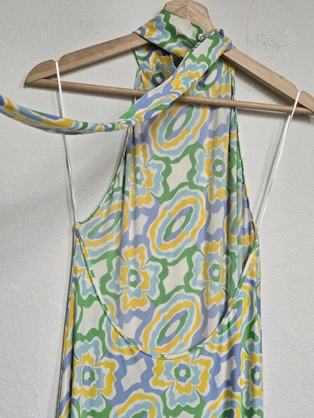 ZARA Viral Halter Maxi Dress Open Back Floral Scarf Tie Euro Summer S - Picture 12 of 17